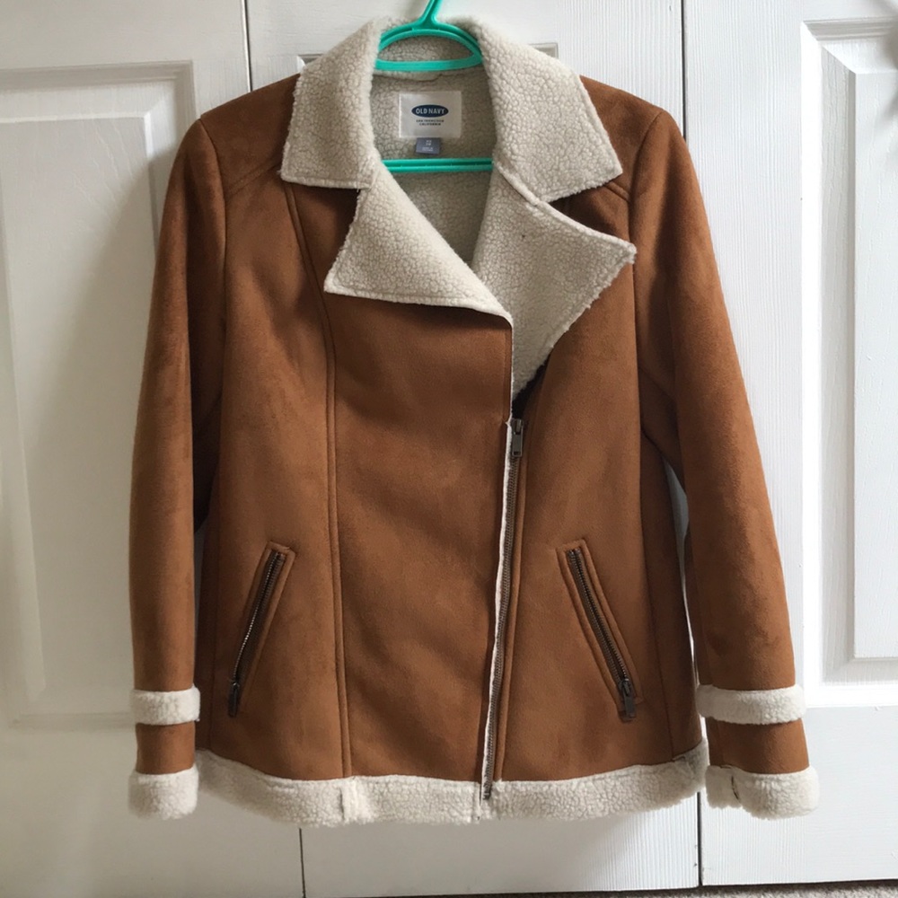 Old navy moto jacket faux Sherpa lined